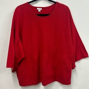 J Jill cotton cashmere red sweater blouse S
